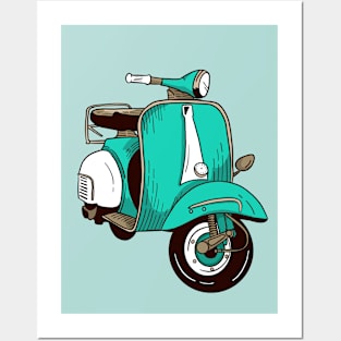 Cute Scooter Illustration Posters and Art